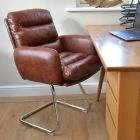 Nikan Office Chair Vintage Brown Faux Leather & Chrome