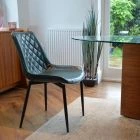 Hogan Dining Chair Bottle Green Faux Leather & Black Legs