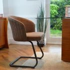 Robyn Carver Dining Chair Antique Brown Faux Leather & Black Legs
