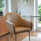 Opus Carver Dining Chair Cream Faux Leather & Chrome Legs