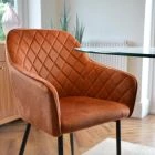 Opus Carver Dining Chair Burnt Orange Velvet & Black Legs