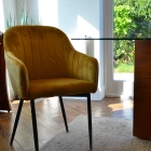 Lule Carver Dining Chair Mustard Velvet & Black Legs