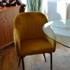 Lule Carver Dining Chair Mustard Velvet & Gold Legs