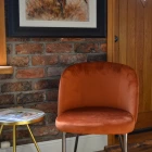 Montadale Burnt Orange Velvet Dining Chair With Chrome Legs  