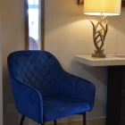 Opus Carver Blue Velvet Dining Chair with Black / Silver Leg and Arms