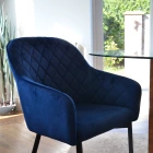 Opus Carver Blue Velvet Dining Chair with Black Leg