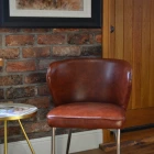 Belisimo Dining Chair Vintage Tan Brown Faux Leather & Chrome Legs