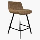 Islay Bar Stool Antique Brown Leather & Black Leg 65cm