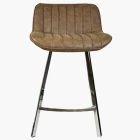 Islay Bar Stool Aged Brown Leather & Chrome Leg 65cm