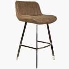 Islay Bar Stool Antique Brown Leather & Chrome Leg 75cm