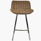 Islay Bar Stool Aged Brown Leather & Chrome Leg 75cm