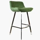 Islay Bar Stool Vintage Green Leather & Chrome Leg 65cm