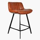 Islay Bar Stool Vintage Tan Brown Leather & Black Leg 65cm
