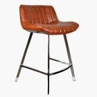 Islay Bar Stool Vintage Tan Brown Leather & Chrome Leg 65cm