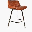 Islay Bar Stool Vintage Tan Brown Leather & Chrome Leg 75cm