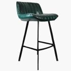 Islay Bar Stool Bottle Green Leather & Black Leg 65cm