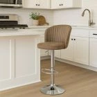 Jardin Bar Stool Antique Brown Leather & Chrome Base