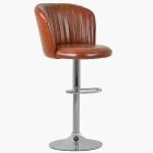 Jardin Bar Stool Vintage Tan Brown Leather & Chrome Base