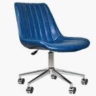 Jay Office Chair Blue Faux Leather & Chrome Base