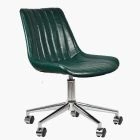 Jay Office Chair Bottle Green Faux Leather & Chrome Base