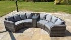 Jerez 4 Seater Garden Rattan Circle Sofa Set with Table Brown