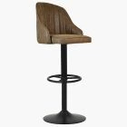 Kanto Bar Stool Antique Brown Leather & Black Base