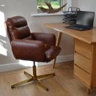Katarni Office Chair Vintage Brown Faux Leather & Gold