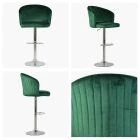 Kenton Bar Stool Green Velvet & Chrome Base