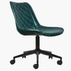Key Office Chair Bottle Green Faux Leather & Black Base