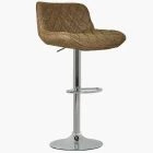 Kudos Bar Stool Antique Brown Leather & Chrome Base