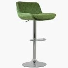 Kudos Bar Stool Vintage Green Leather & Chrome Base