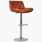 Kudos Bar Stool Vintage Tan Brown Leather & Chrome Base