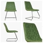 Kyle Dining Chair Vintage Green Faux Leather & Chrome Leg