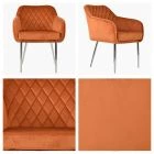 Langham Carver Dining Chair Burnt Orange Velvet & Chrome Legs