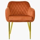 Langham Carver Dining Chair Burnt Orange Velvet & Gold Legs