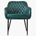 Langham Carver Dining Chair Forest Green Faux Leather & Black Legs