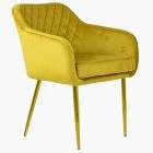 Langham Carver Dining Chair Mustard Velvet & Gold Legs