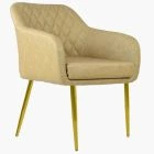 Langham Carver Dining Chair Cream Faux Leather & Gold Legs