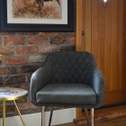 Langham Dining Chair Vintage Grey Leather Chrome Leg