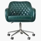 Langham Office Chair Forest Green Faux Leather & Chrome