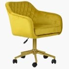 Langham Office Chair Mustard Velvet & Gold