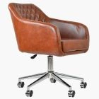 Langham Office Chair Vintage Brown Faux Leather & Chrome