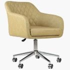 Langham Office Chair Cream Faux Leather & Chrome