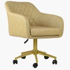 Langham Office Chair Cream Faux Leather & Gold