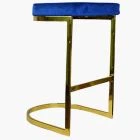 Layto Bar Stool Blue Velvet & Gold Leg 65cm