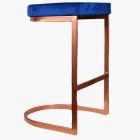 Layto Bar Stool Blue Velvet & Rose Gold Leg 65cm