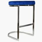 Layto Bar Stool Blue Velvet & Chrome Leg 65cm
