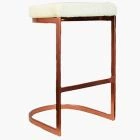 Layto Bar Stool Cream Boucle Fabric & Rose Gold Leg 65cm