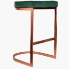 Layto Bar Stool Green Velvet & Rose Gold Leg 65cm