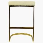 Layto Bar Stool Mink Boucle Fabric & Brass Gold Leg 65cm